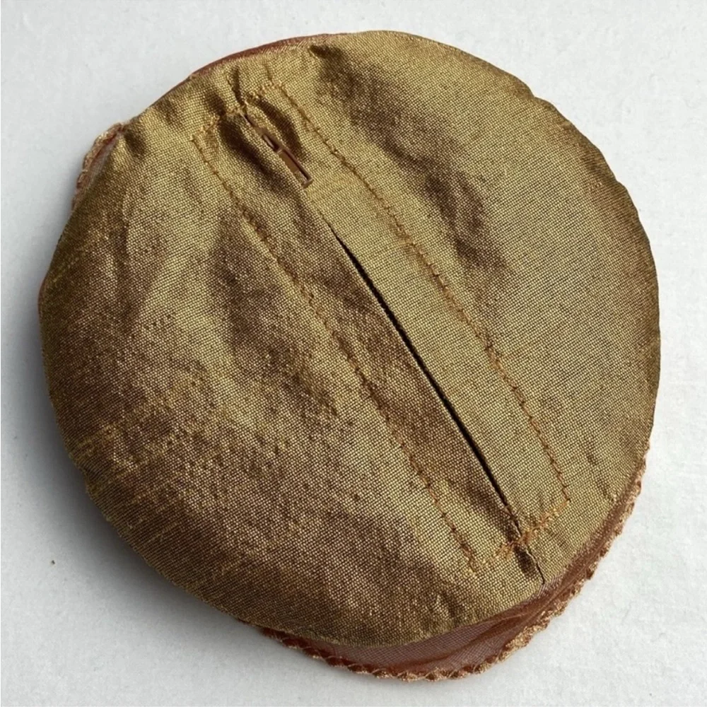 Vintage Gorgeous rose gold taffeta gossamer Iridescent crystal coin purse